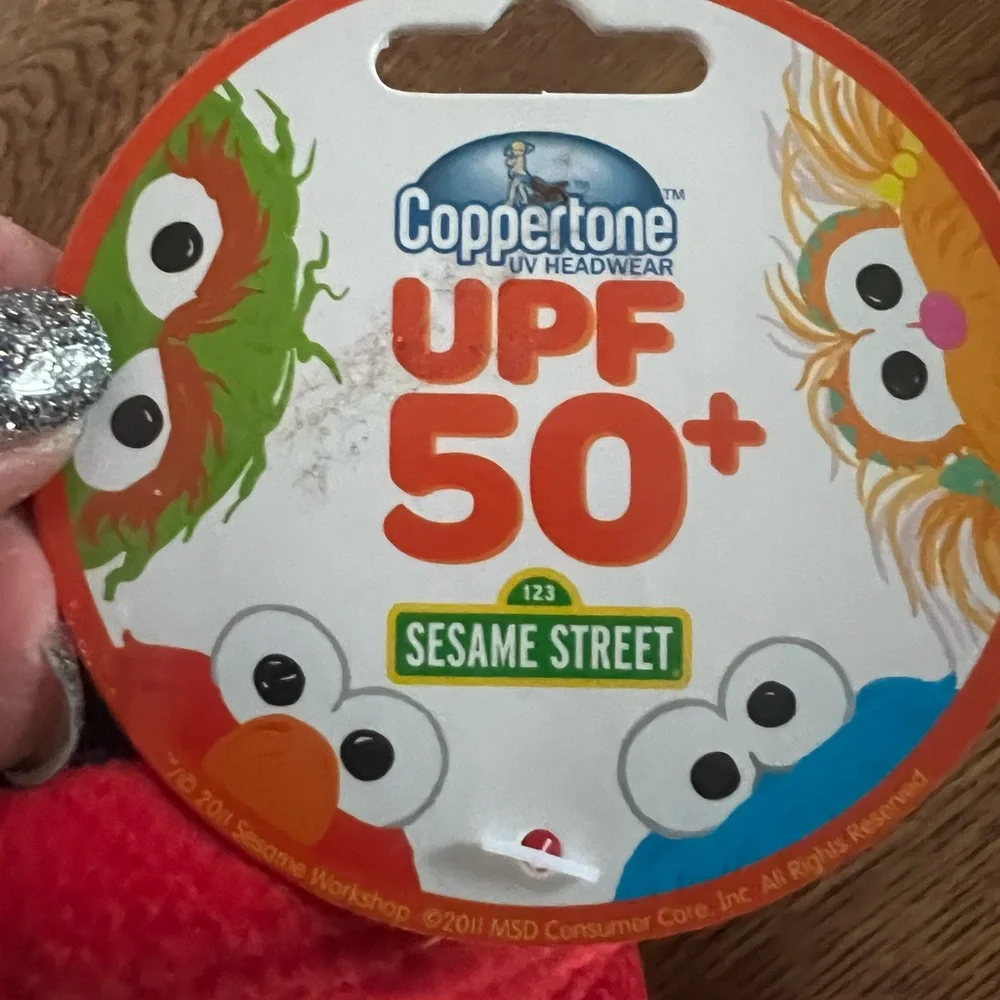 Kids Coppertone Sesame Street Elmo Red Fleece Hat UPF 50+ NWT